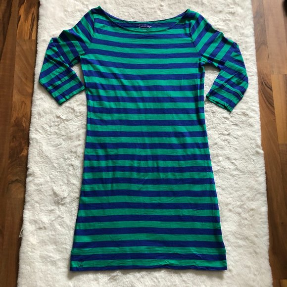 Lilly Pulitzer Cassie striped 100% cotton 3/4 sleeve dress size small - Picture 2 of 8